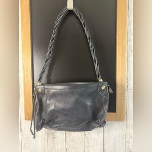 Relic Women’s Black Leather Shoulder Bag Braided Footed Strap Purse